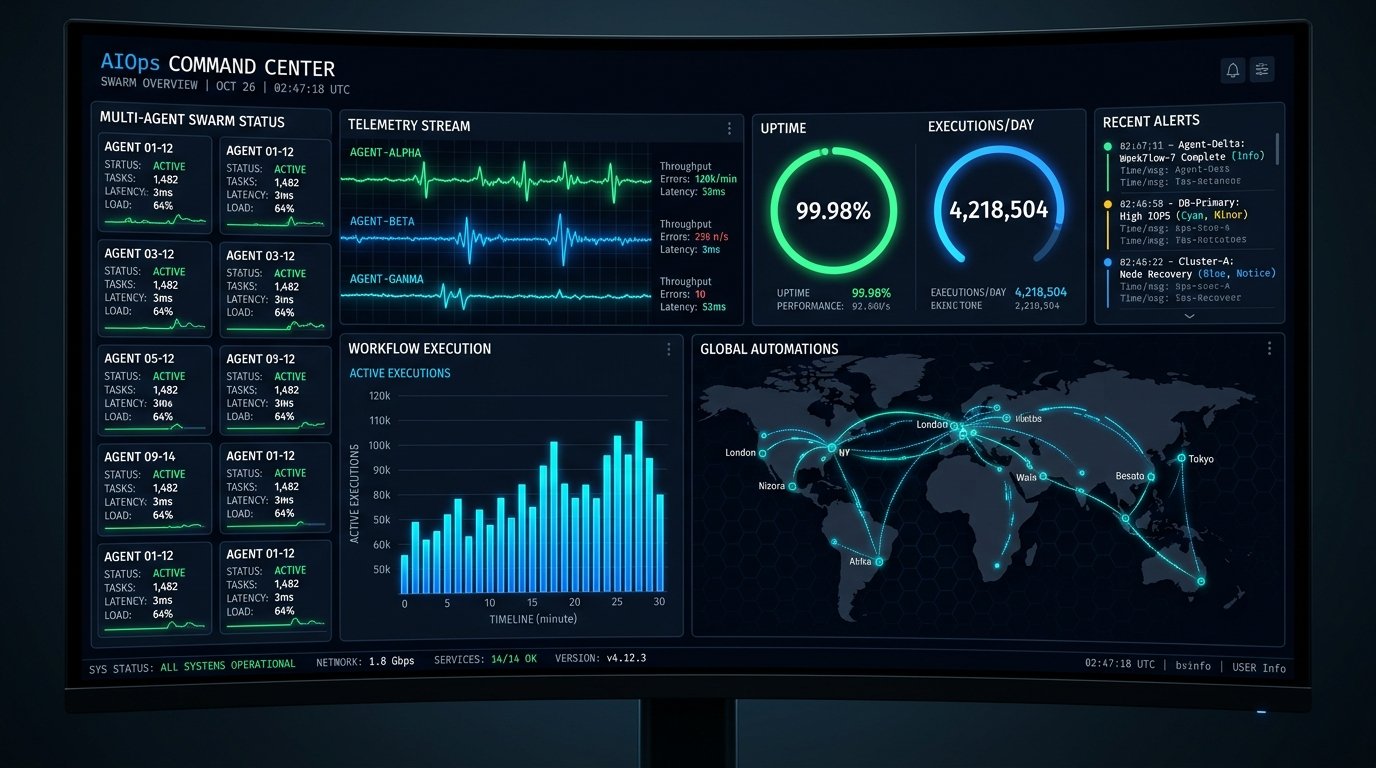 AIOps Command Center Dashboard inside Monitor Frame